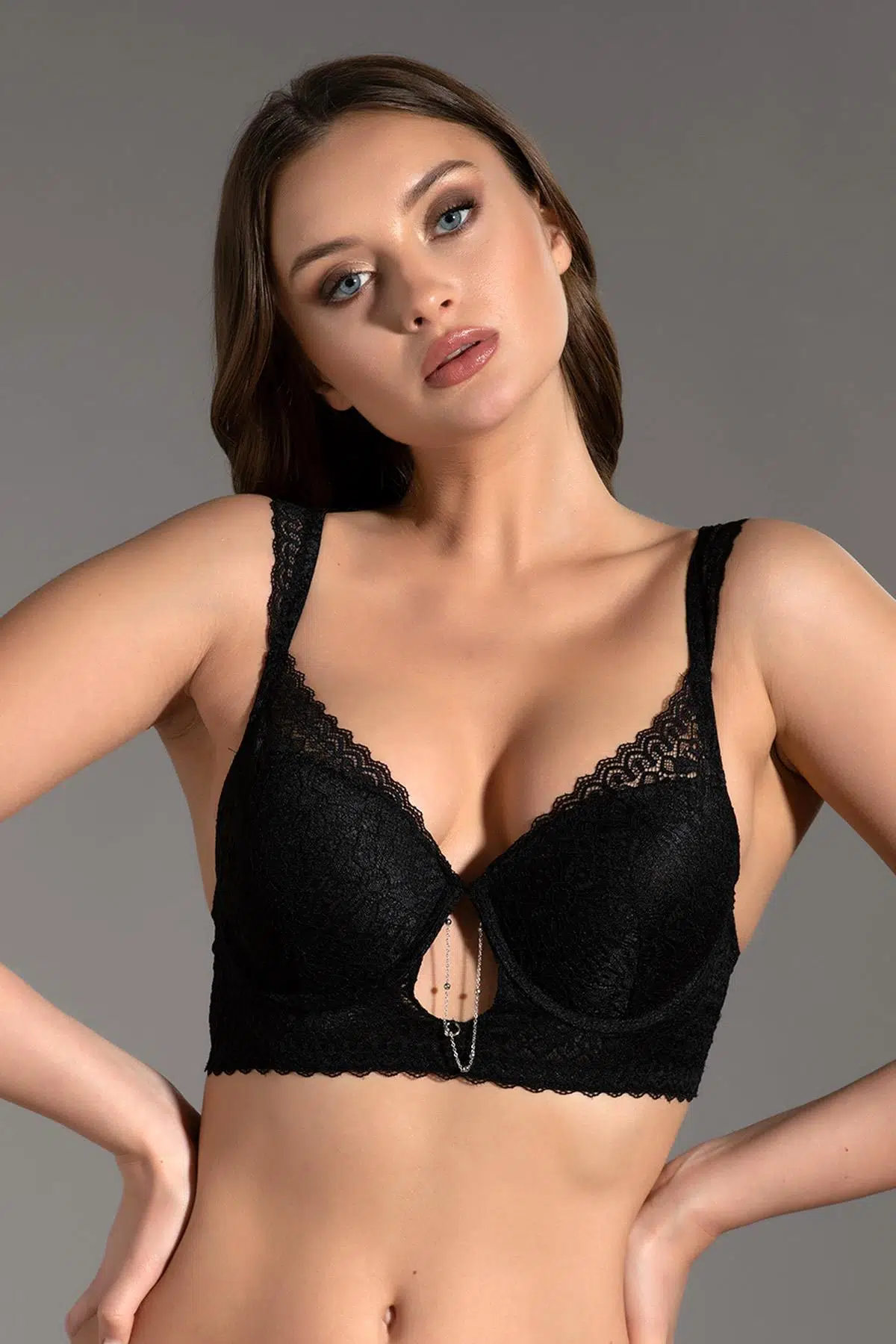 New Bra 3014 Destekli Dantelli Sütyen - SİYAH