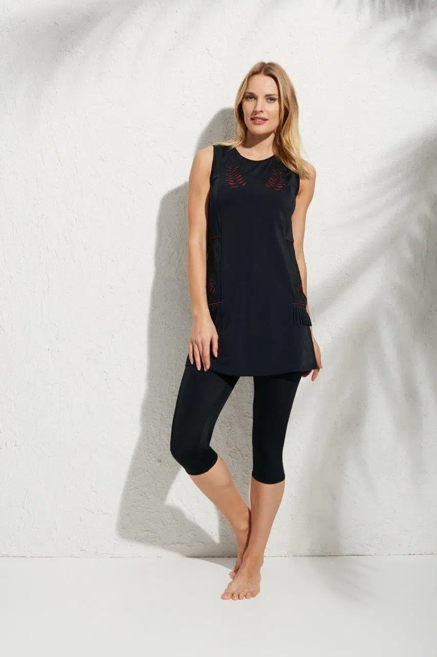 Pierre Cardin 191912 Japonekol Aplikeli Tesettür Mayo - SİYAH