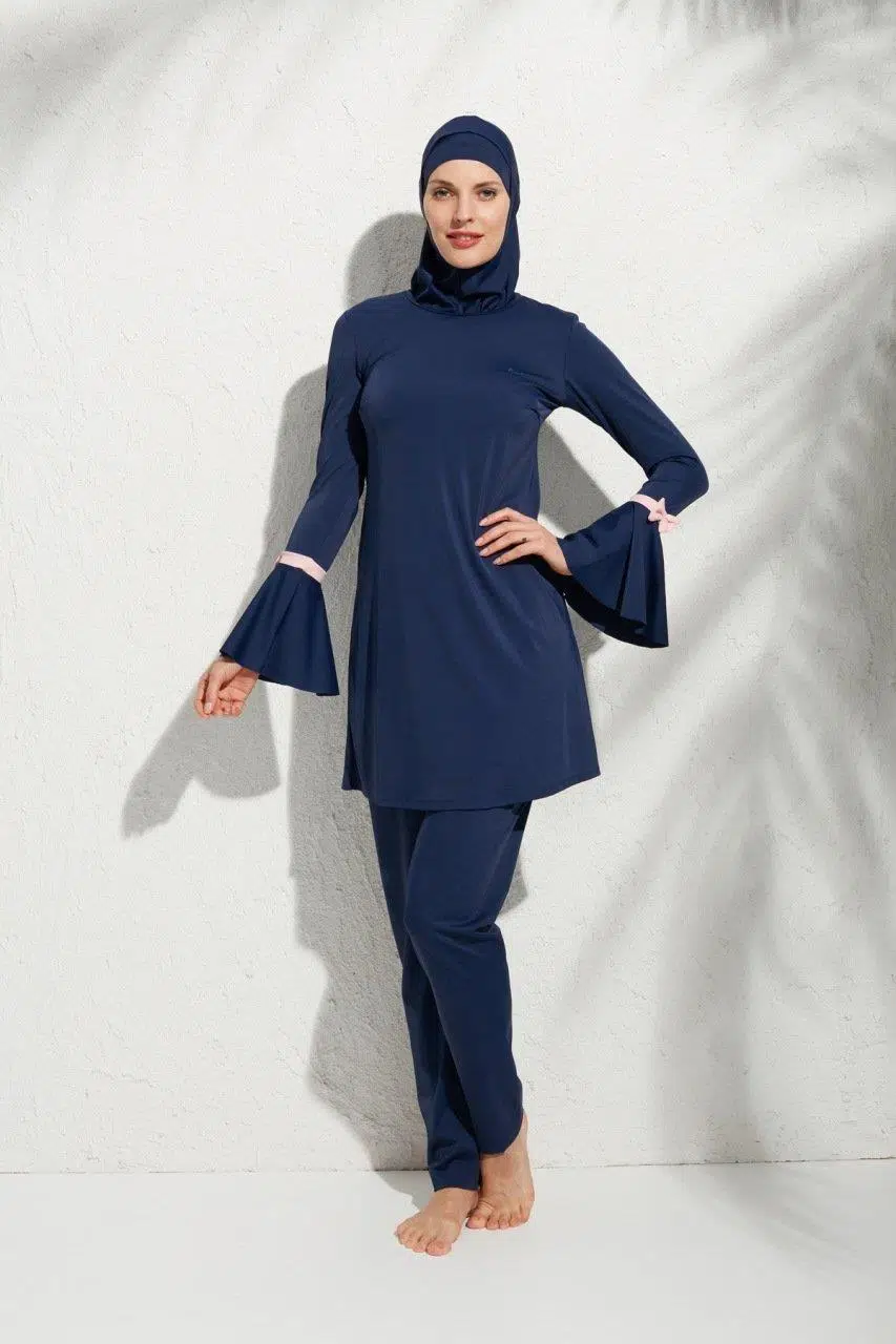 Pierre Cardin 191934 Uzunkollu Kolu Volanlı Tesettür Mayo - LACİVERT