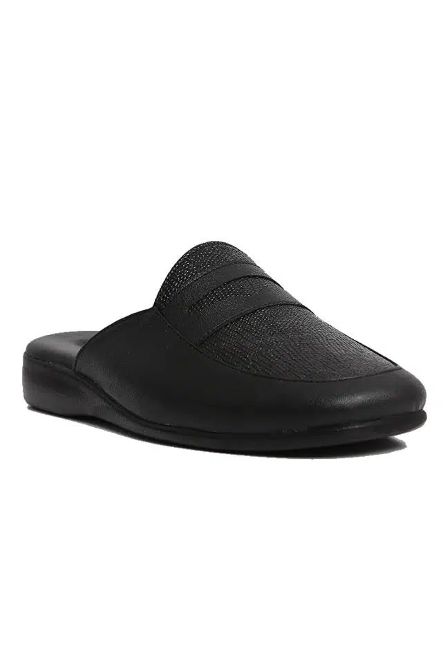 Pierre Cardin 288-2 Erkek Damat Çeyiz Kroko Siyah Deri Terlik - SİYAH