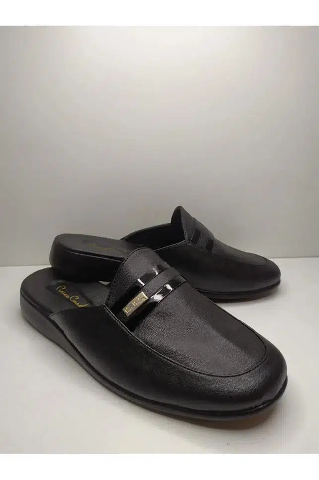 Pierre Cardin 291 Erkek Siyah Armalı Damat Çeyiz Deri Terlik - SİYAH