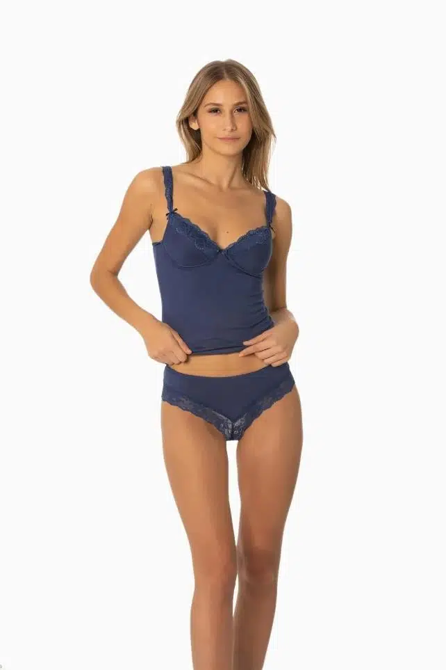 Pierre Cardin 394 Kadın Penye Atlet Külot İç Çamaşırı Takımı - MAVİ