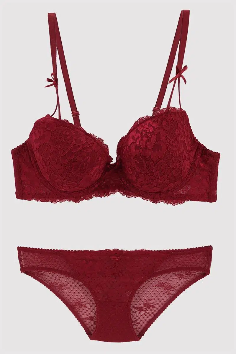 Pierre Cardin 4030 Isabella Balenli Desteksiz Sütyen Takımı - BORDO