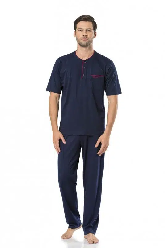 Pierre Cardin 5370 Erkek Kutulu Damat Çeyizlik Penye 3'lü Şortlu Lacivert Pijama Takımı - LACİVERT