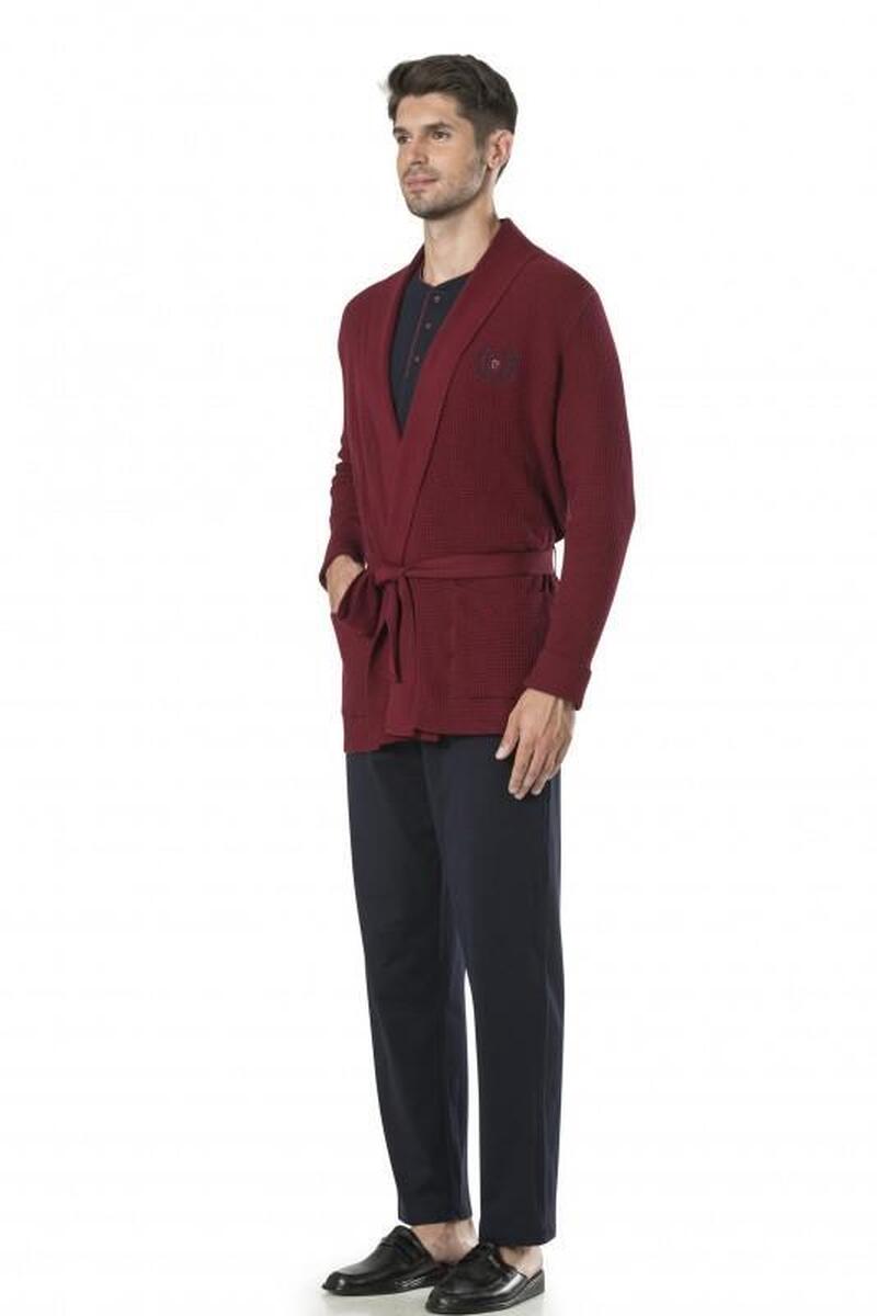 Pierre Cardin Erkek Damat Çeyiz Triko Ropdöşambır 5'li Pijama Takım Özel Kutulu - BORDO