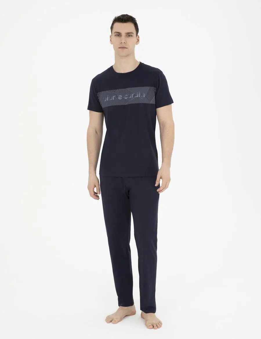 Pierre Cardin 6050 Erkek Kısa Kollu Penye Pijama Takımı - LACİVERT