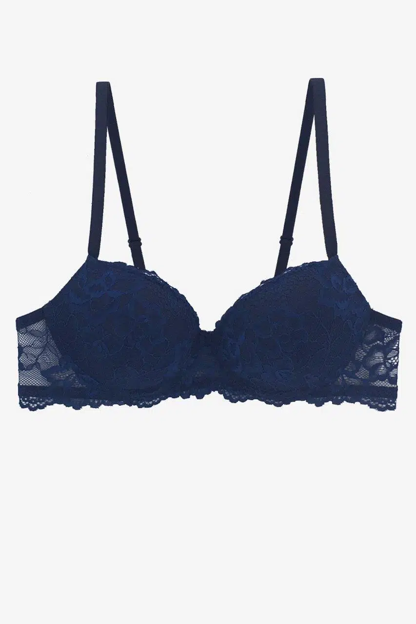 Pierre Cardin 6200 Madrid Balenli Desteksiz Dantelli Tek Sütyen - LACİVERT