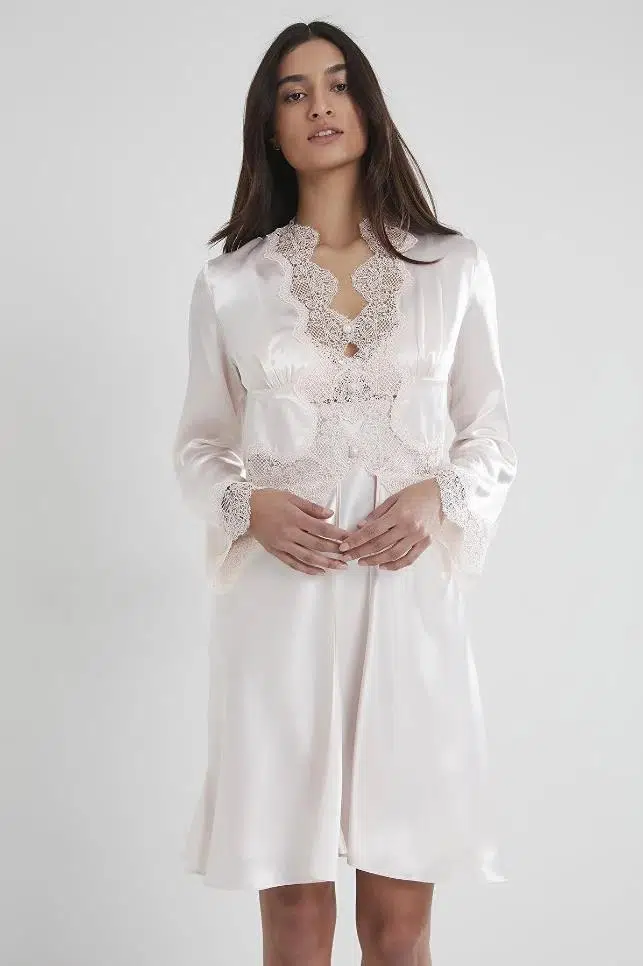 Pierre Cardin 6335 Saten Gecelik Sabahlık Pijama Takım Şort Takım 6'lı Çeyiz Seti - İNCİ