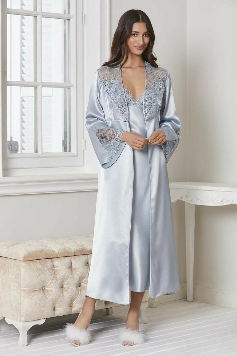 Pierre Cardin 6425 Saten Gecelik Sabahlık Pijama Takım Şort Takım 6'lı Gelin Çeyiz Seti - MİST