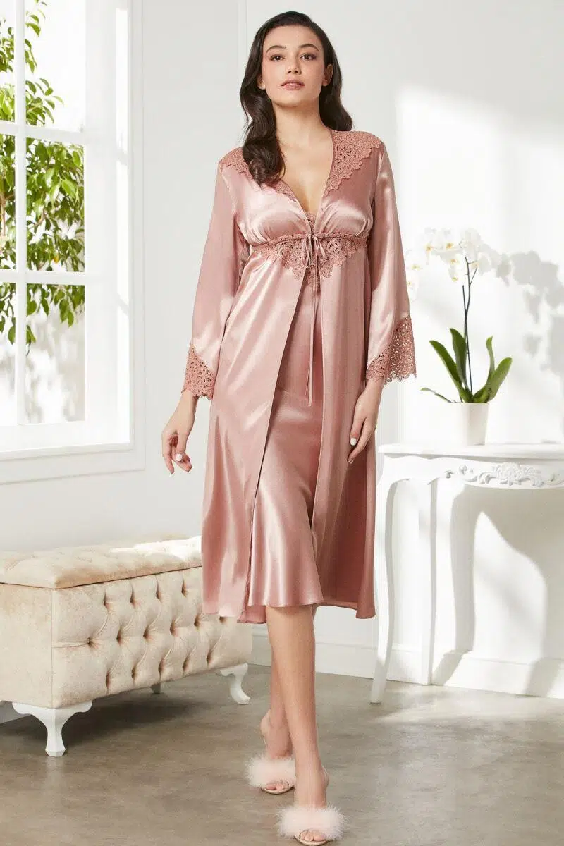 Pierre Cardin 6700 Kadın Kutulu Saten Altılı Gelin Çeyiz Seti - BRANDY