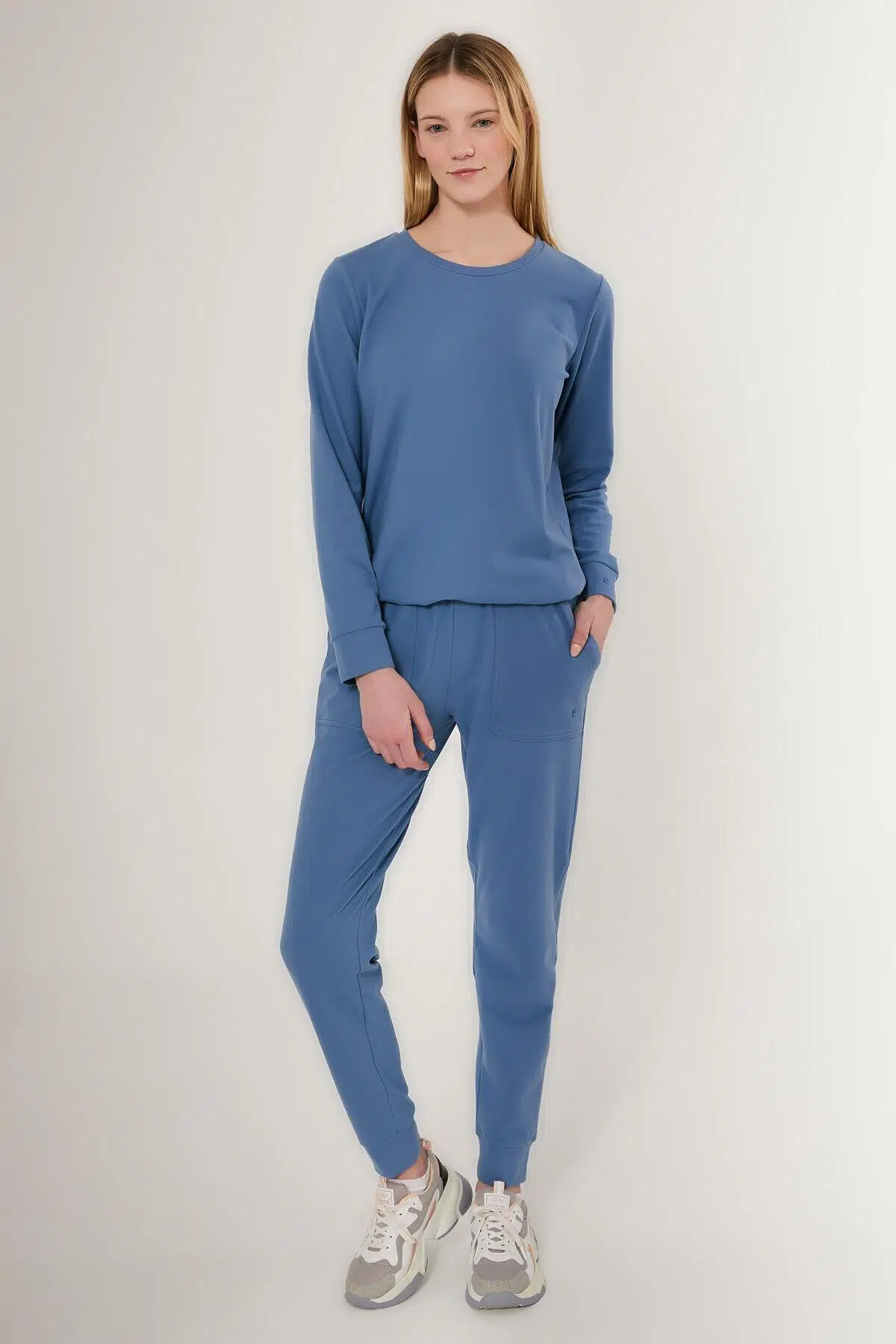 Pierre Cardin 8749 Embroidered Kadın Uzun Kol Pijama Takım - İNDİGO