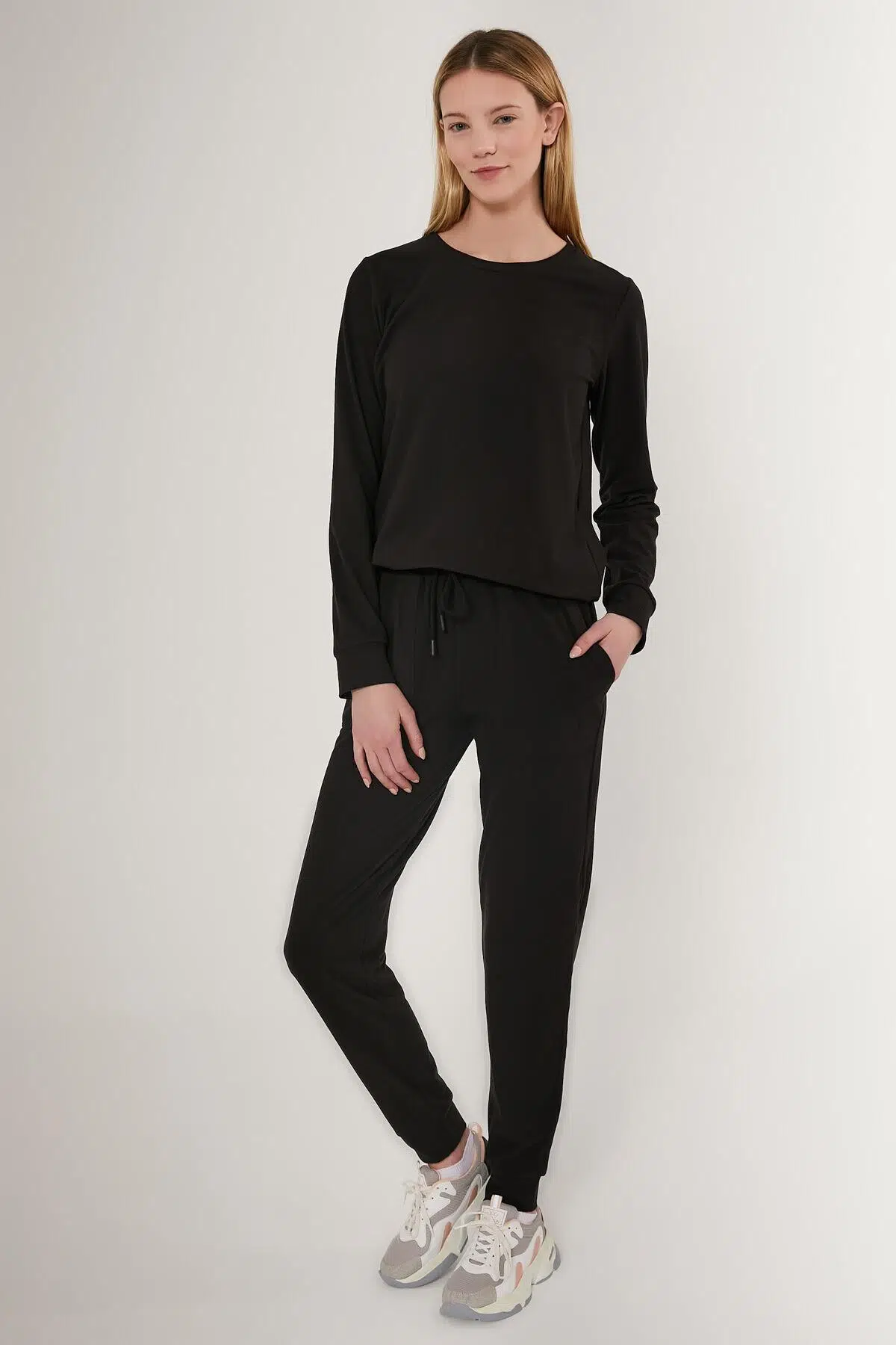 Pierre Cardin 8749 Embroidered Kadın Uzun Kol Pijama Takım - SİYAH