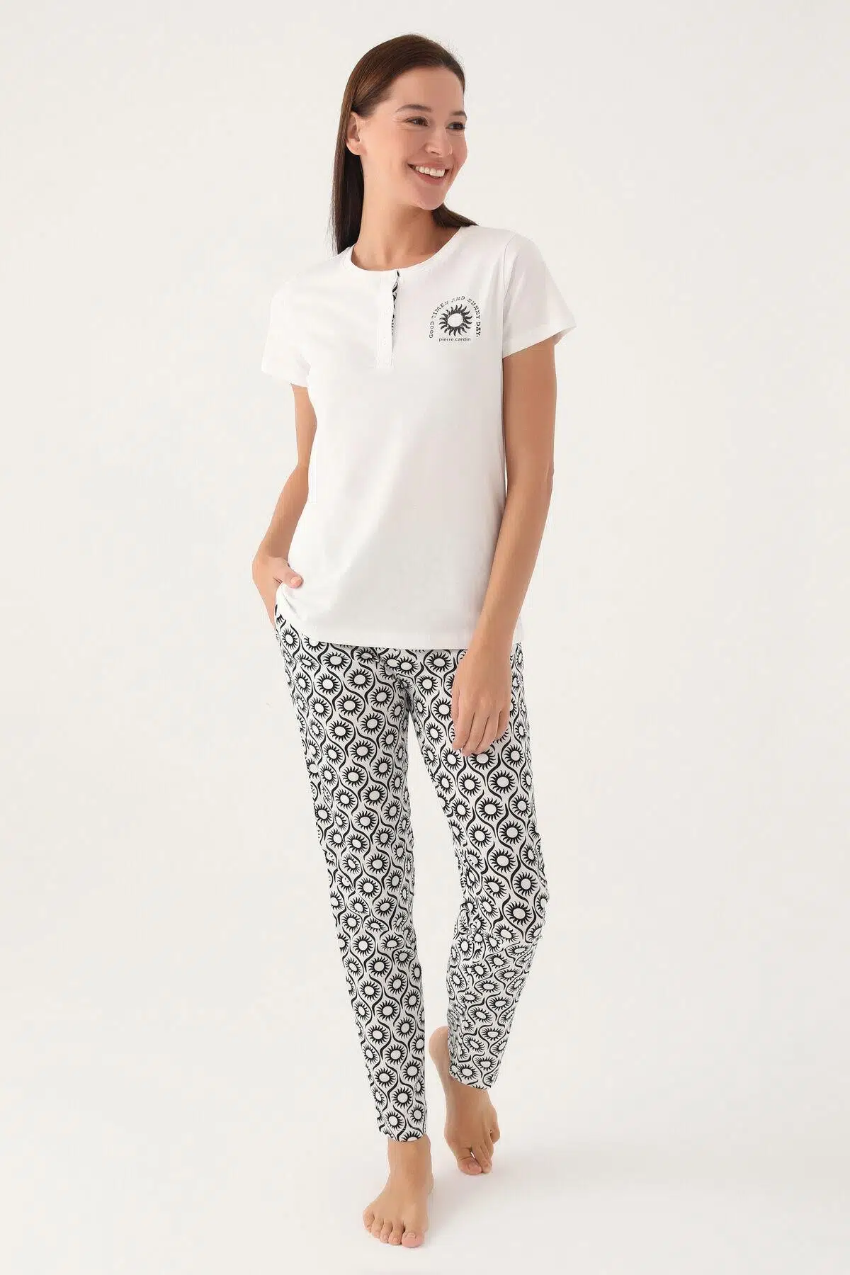 Pierre Cardin 8785 Büyük Beden Good Kadın Kısa Kol Pijama Takımı - KREM