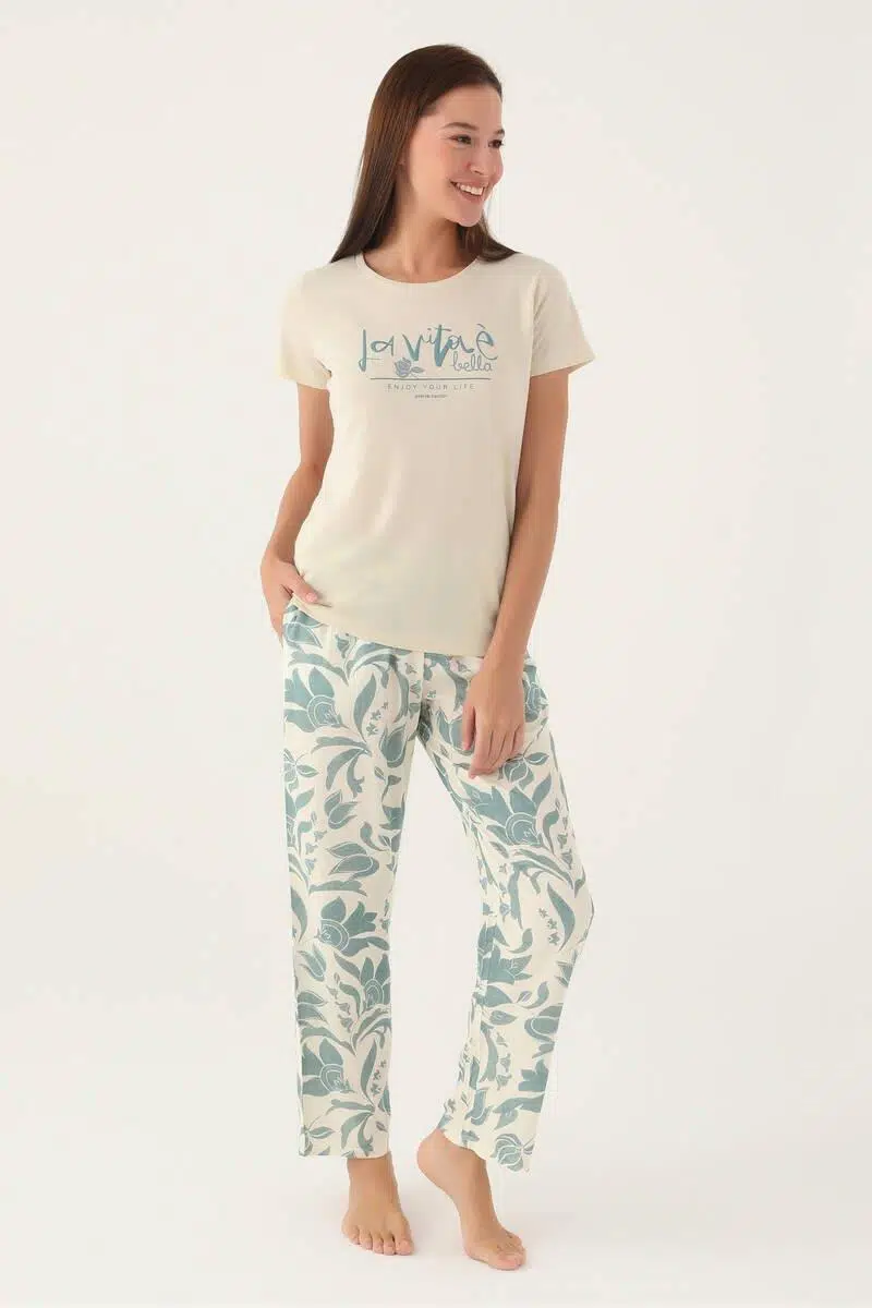 Pierre Cardin 8825 Enjoy Kadın Kısa Kol Pijama Takımı - KEMİK