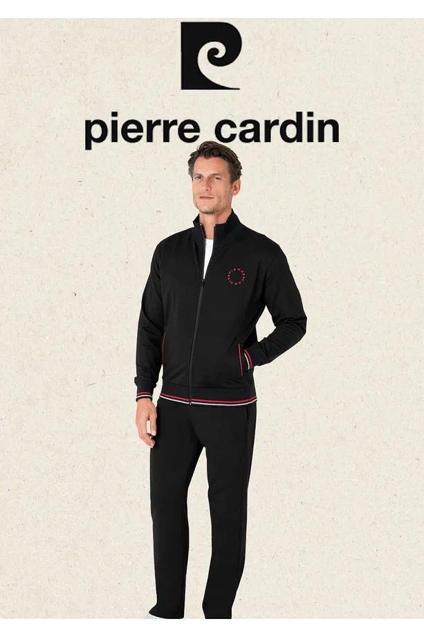 Pierre Cardin Erkek Regular Fit Pamuklu Fermuarlı Çizgi Detay Likralı Eşofman Takımı - SİYAH