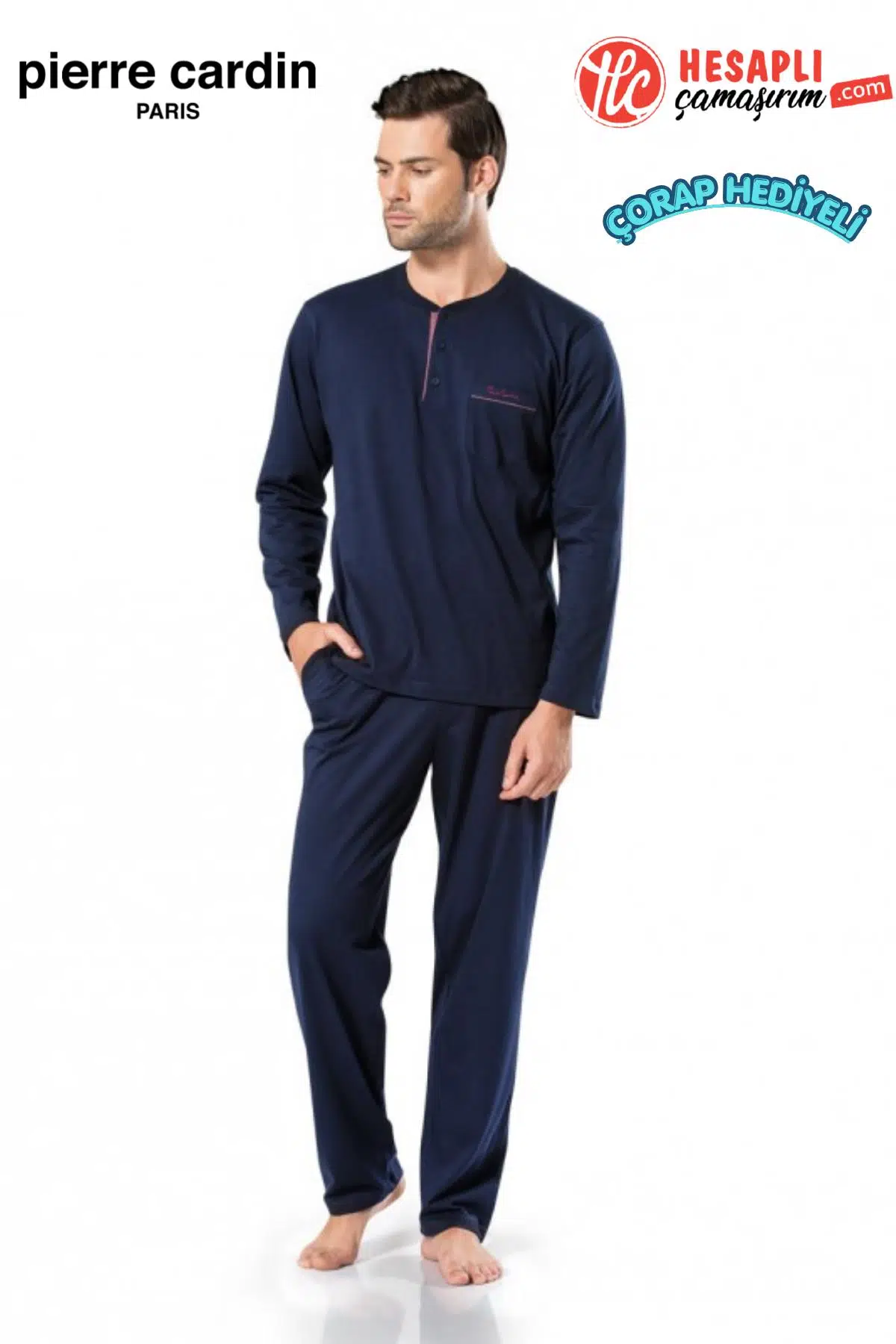 Pierre Cardin Premium Seri Erkek Rahat Kesim Uzun Kol %100 Pamuk Penye Kutulu Çeyiz/Gündelik Pijama Takım