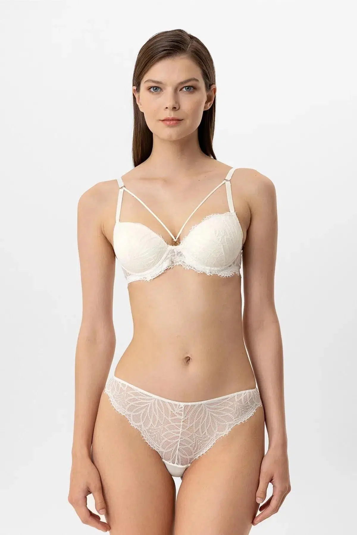 Pierre Cardin Lingerie 4886 Kadın Soft Push Up Dantelli Sütyen Takım - EKRU