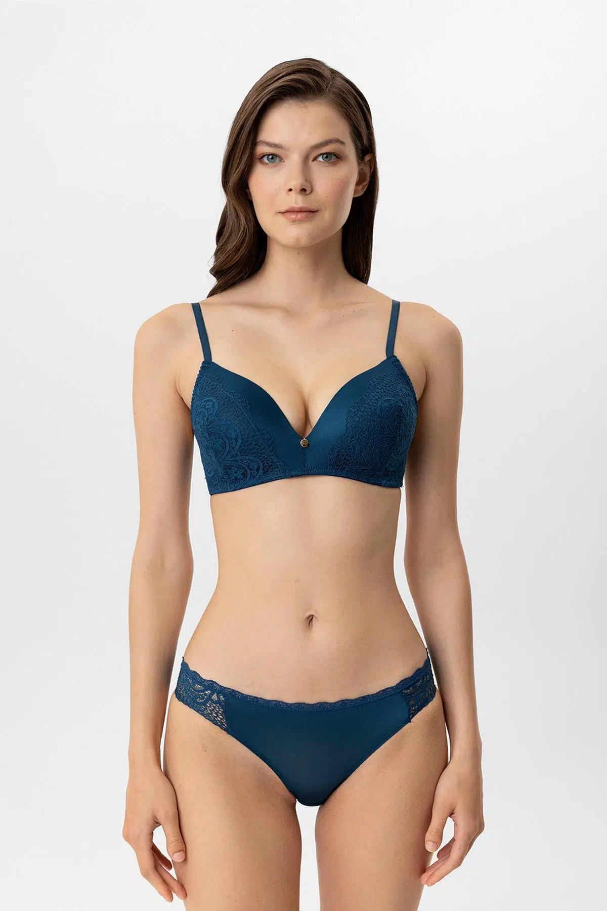 Pierre Cardin Lingerie Paris Boş Kap Regular Sütyen Takım - MAVİ