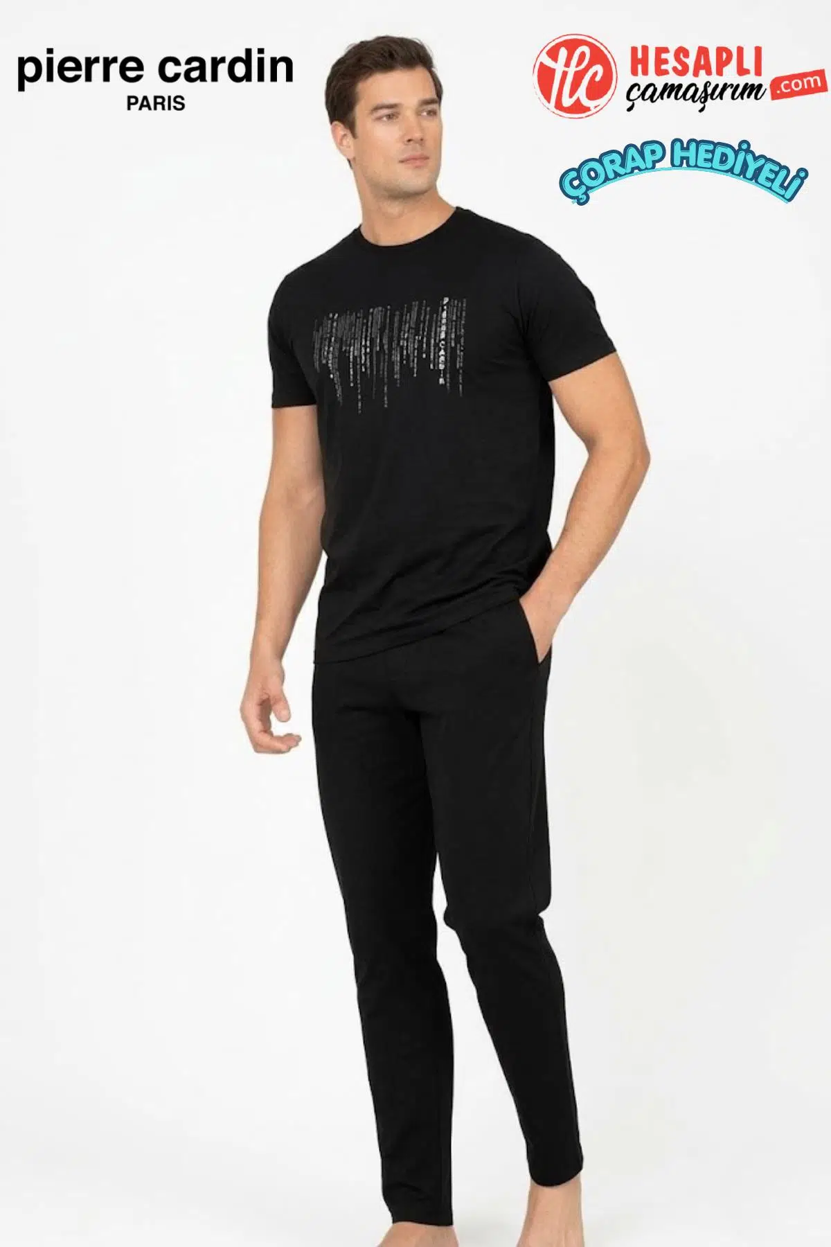 Pierre Cardin Paris Premium Erkek Bisiklet Yaka Pamuklu Penye Kısa Kollu Pijama Takım