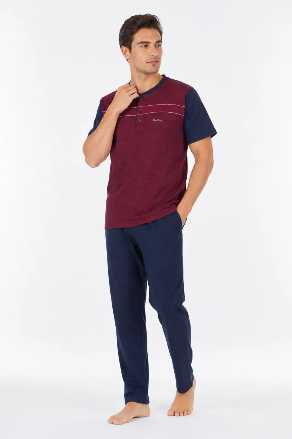 Pierre Cardin Premium Erkek 3'lü Pijama Seti Kısa Kollu Şortlu Uzun Pijama Takım