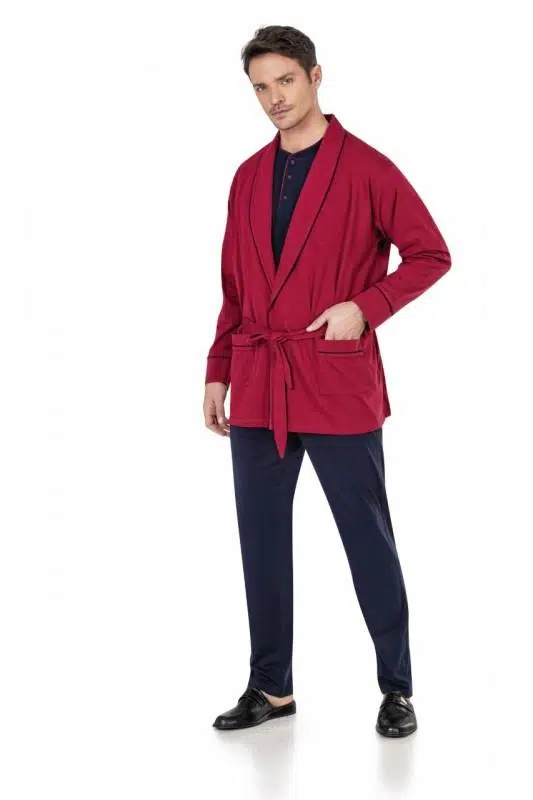 Pierre Cardin Robdöşambırlı Uzun Kollu Pijama Atlet Boxer Çorap Damat Çeyizlik Set - LACİVERT