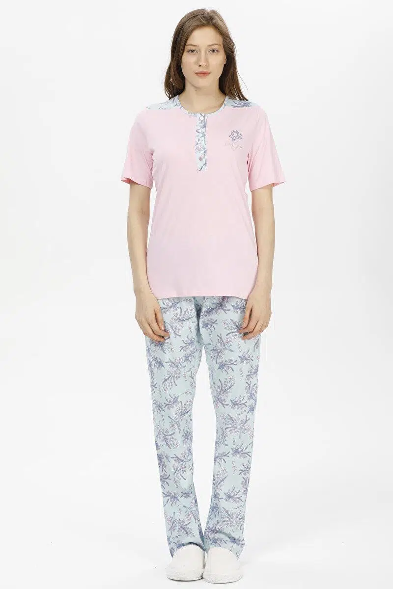 Pijadore 1214 Kadın Kısa Kollu Pijama Takımı - PEMBE