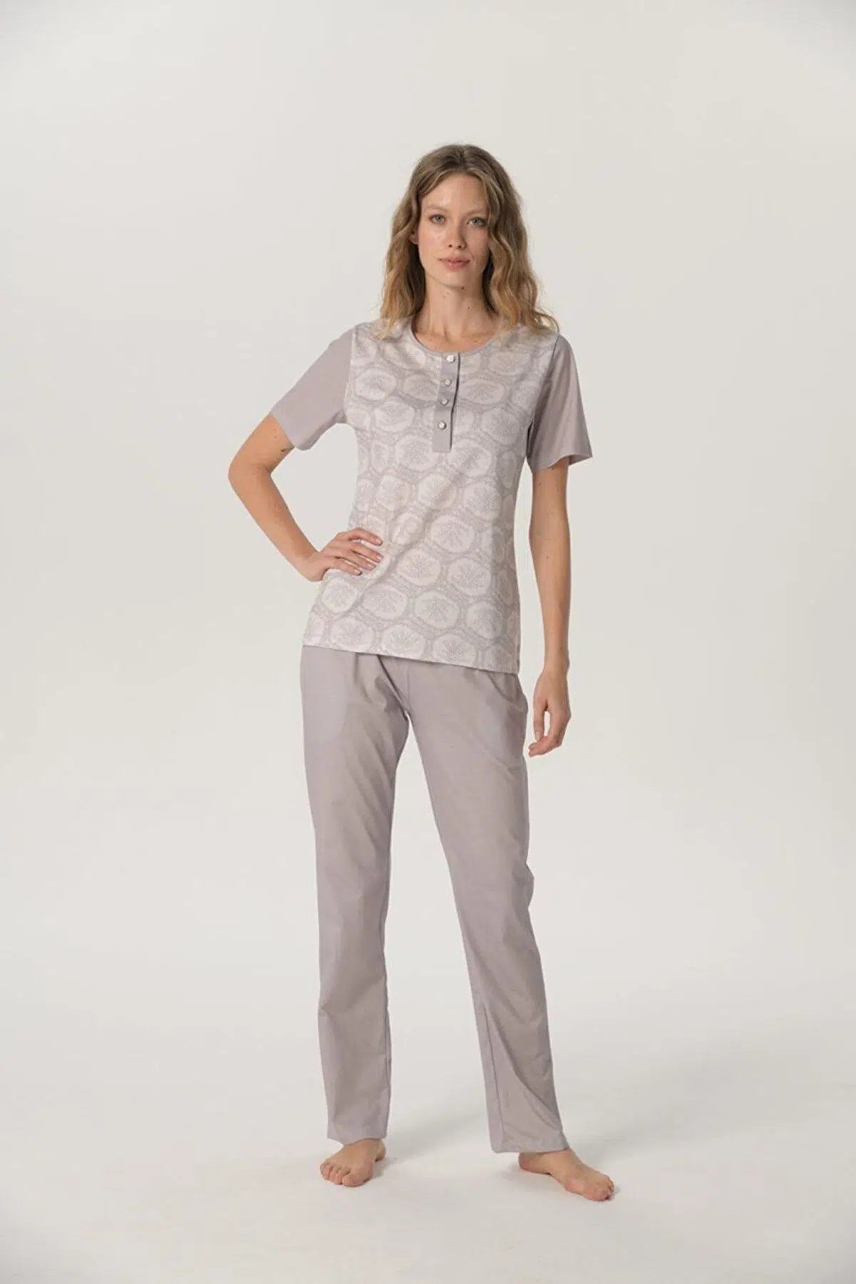 Pijadore 1217 Kadın Kısa Kol Pijama Takımı - MAVİ