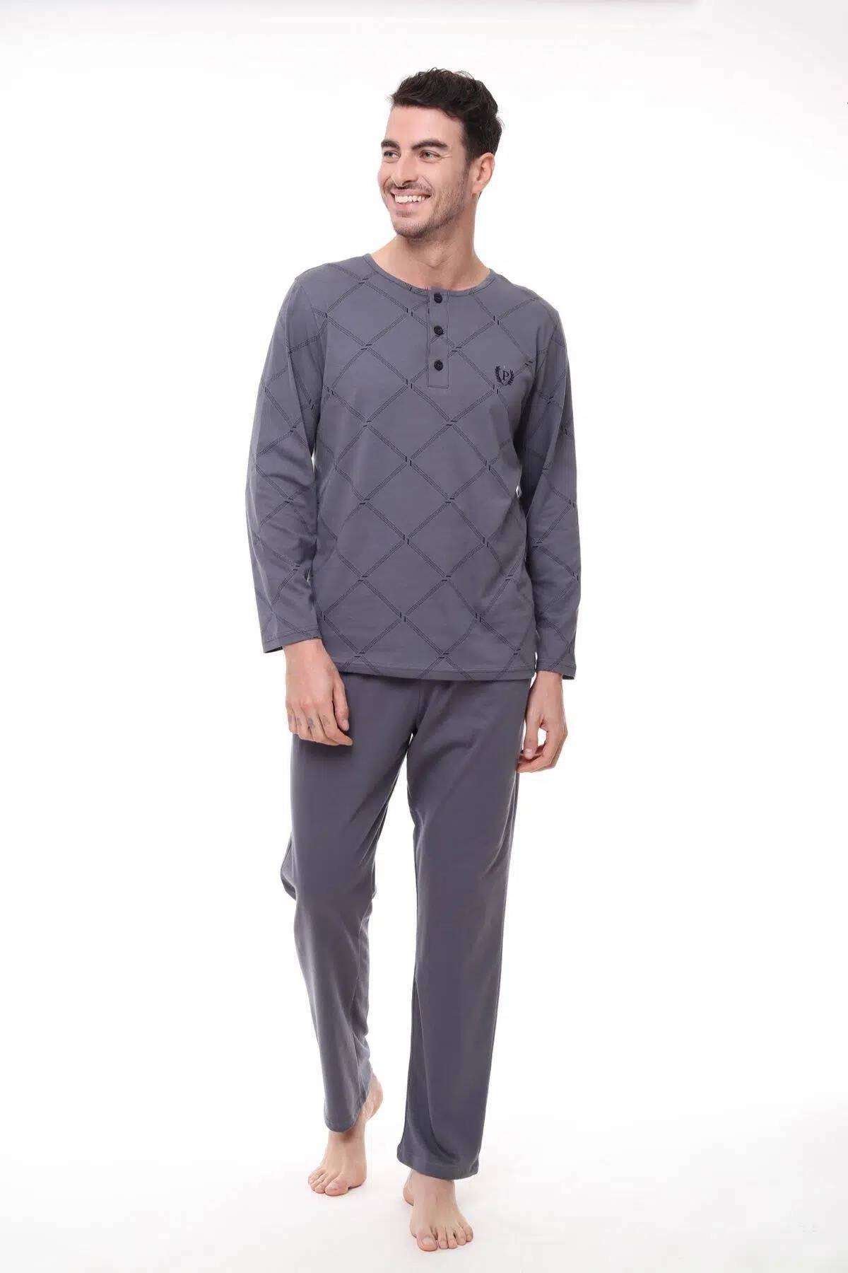 Pijadore 1400 Erkek Uzun Kollu Pijama Takım - FÜME