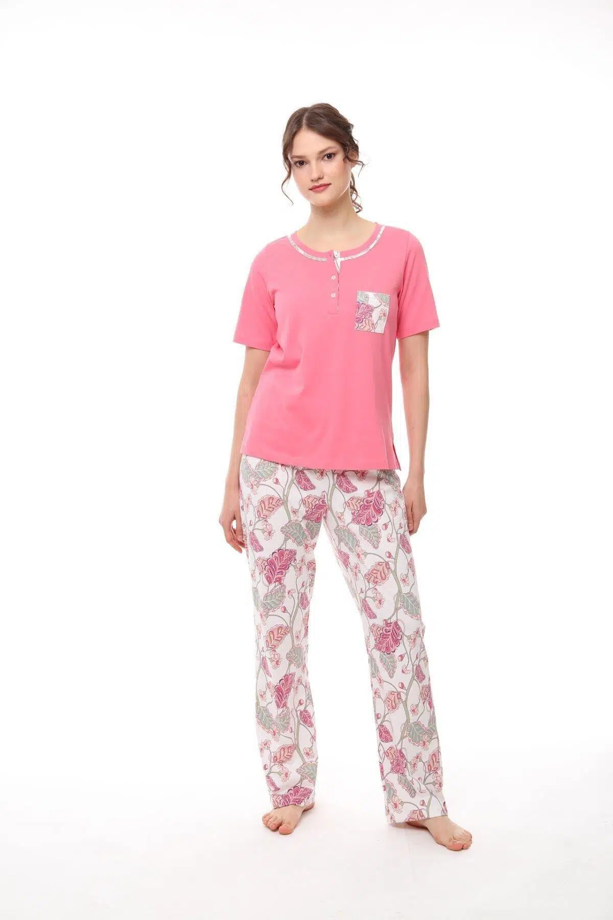 Pijadore 1439 Kadın Kısa Kollu Pijama Takım - PEMBE