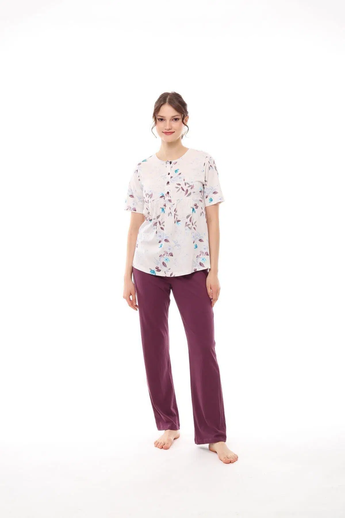 Pijadore 1450 Kadın Kısa Kollu Pijama Takım - MÜRDÜM