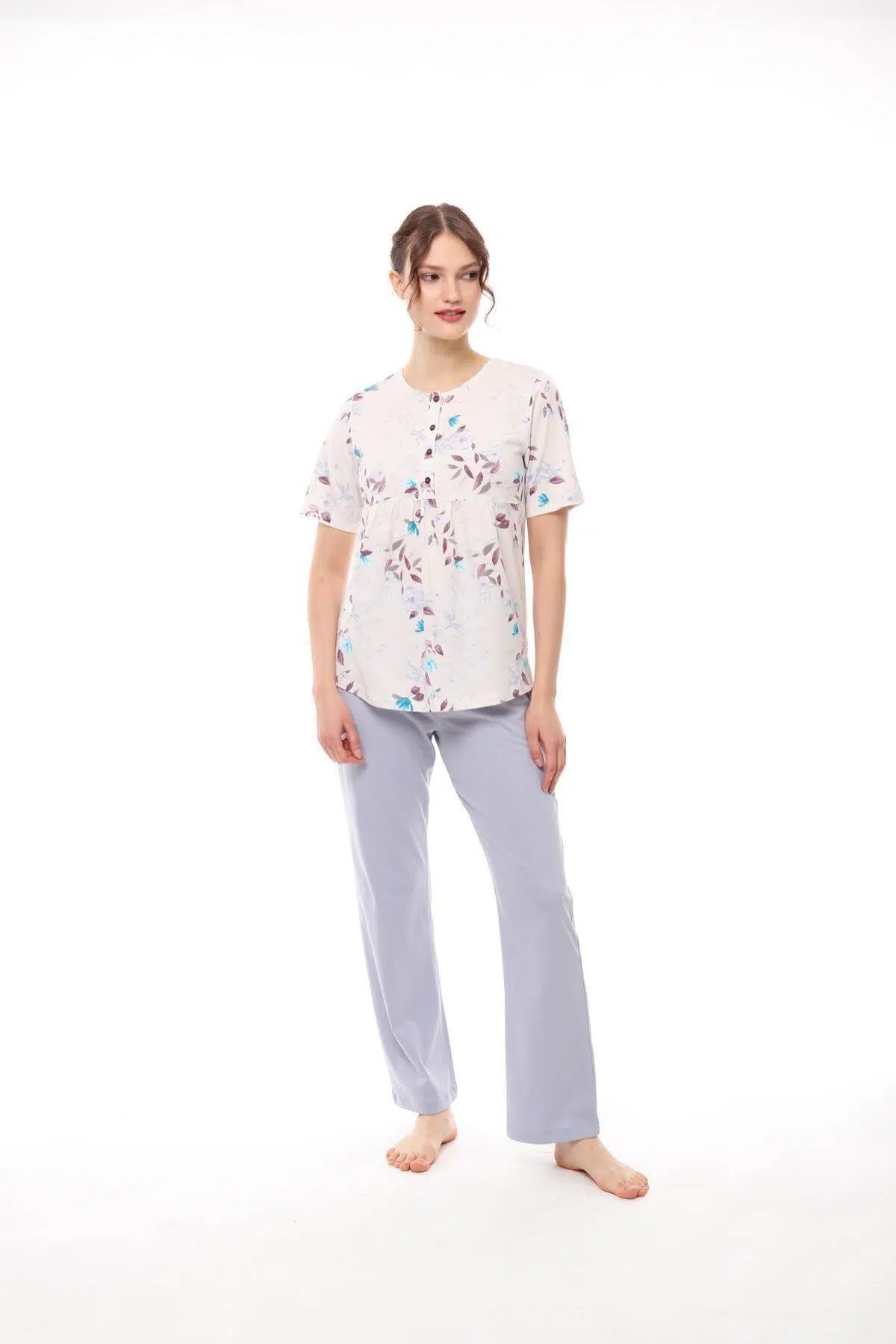 Pijadore 1450 Kadın Kısa Kollu Pijama Takım - MAVİ