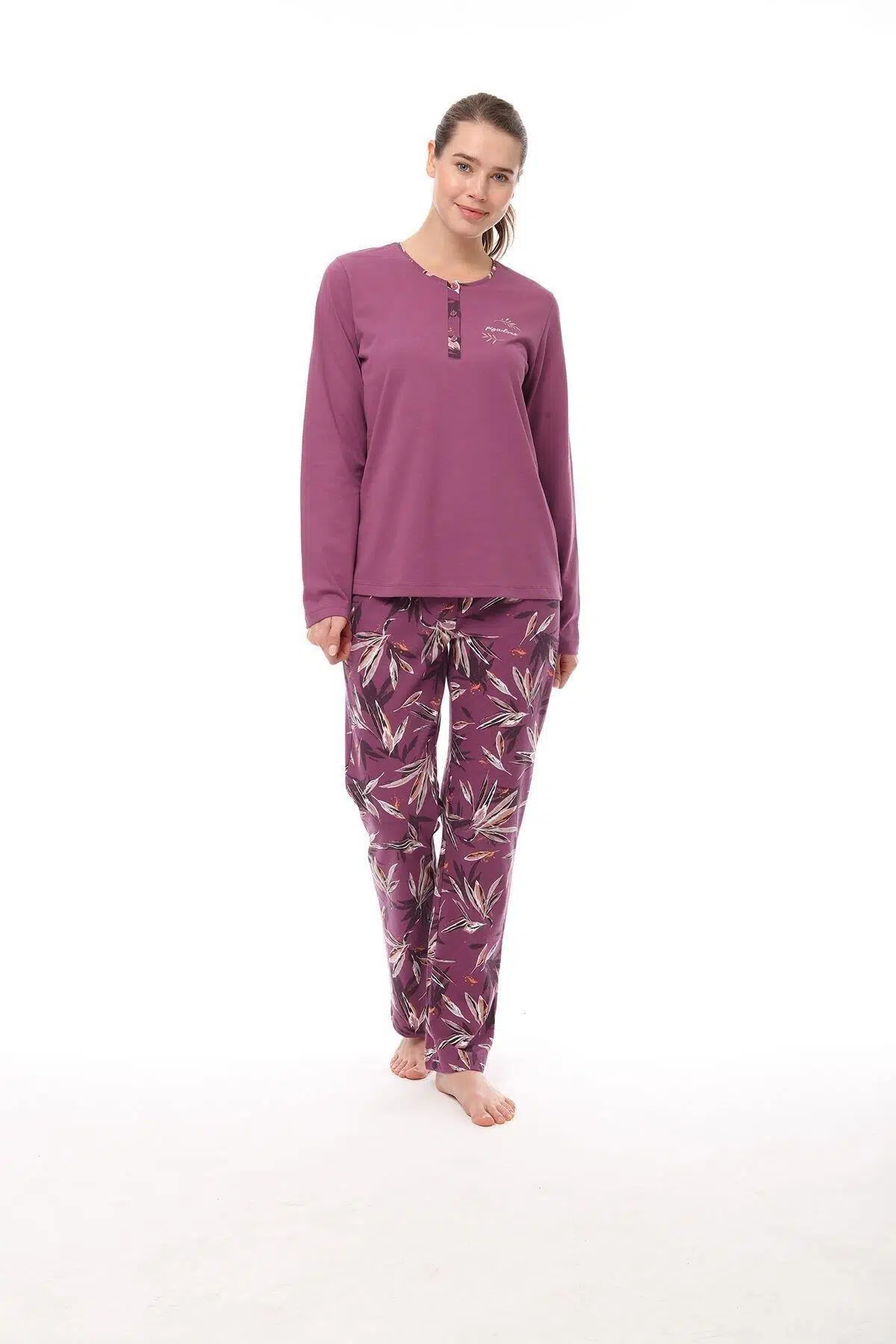 Pijadore 1561 Kadın Uzun Kollu Pijama Takım - MOR