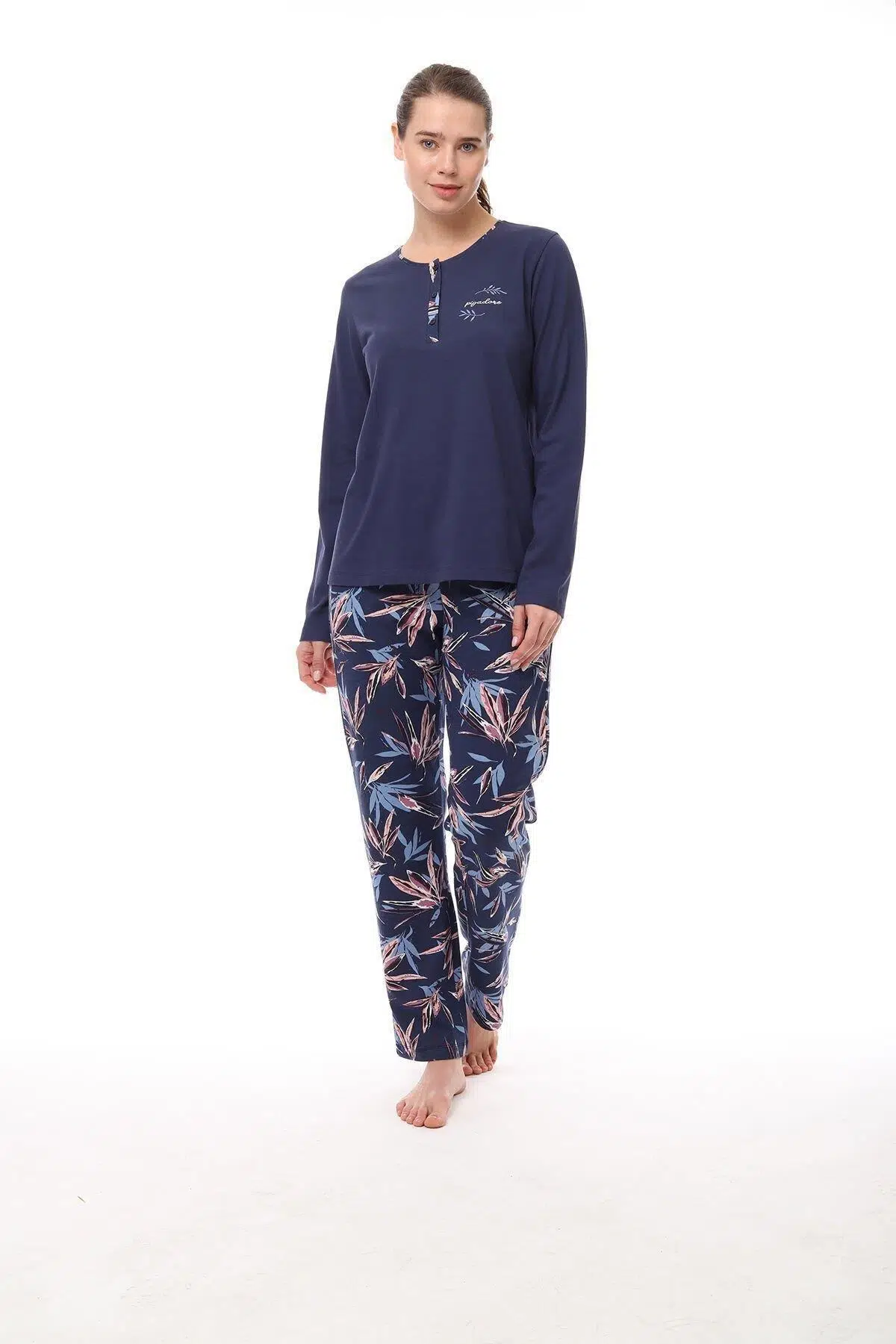 Pijadore 1561 Kadın Uzun Kollu Pijama Takım - LACİVERT