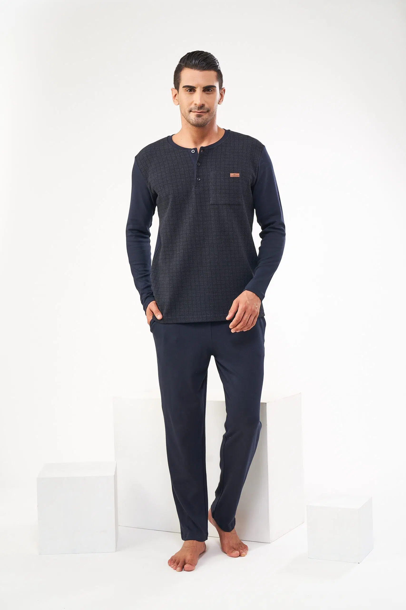 Pjs 22606 Erkek Uzun Kollu Pijama Takımı - SİYAH