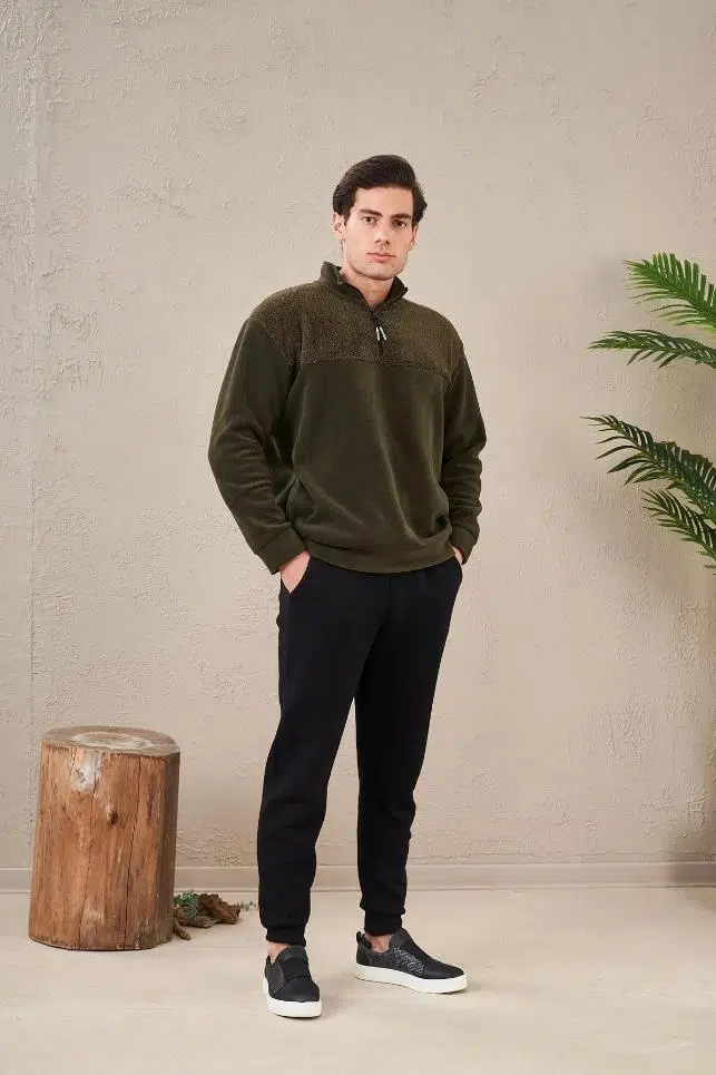 Pjs 23716 Erkek Cepli Polor Eşofman Takım - HAKİ