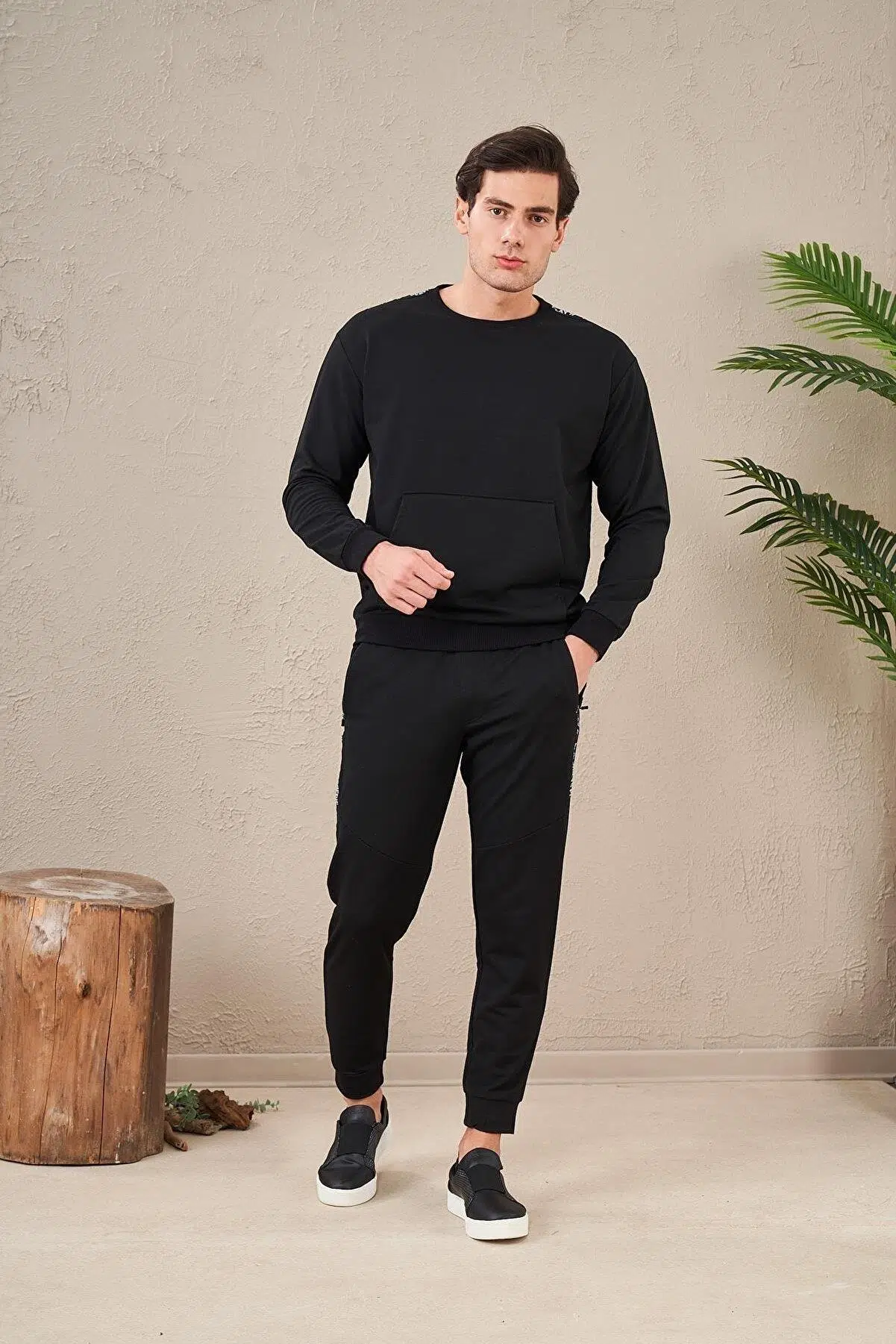 Pjs 23723 Erkek Baskılı Eşofman Takımı - SİYAH