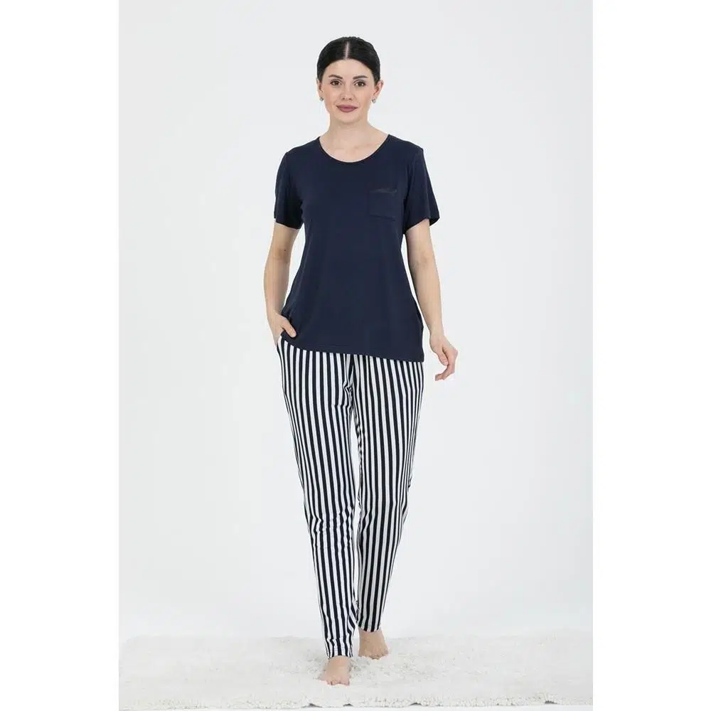 Pjs 24232 Kadın Kısa Kollu Pijama Takımı - LACİVERT