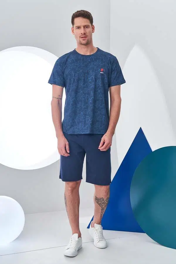 Pjs 24316 Erkek Şort Pijama Takım - LACİVERT