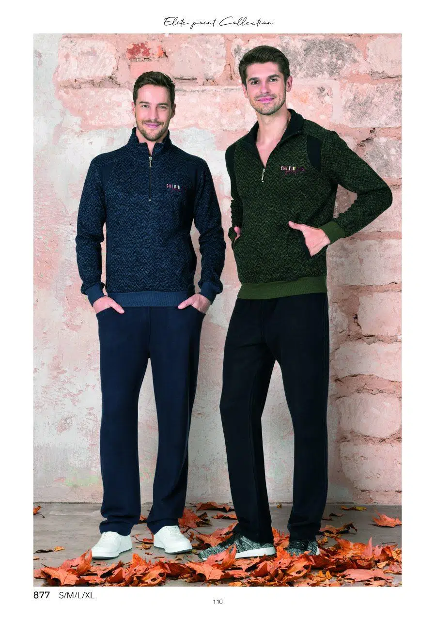 Polat 877 Erkek Jakarlı Selanik Eşofman Takımı - LACİVERT