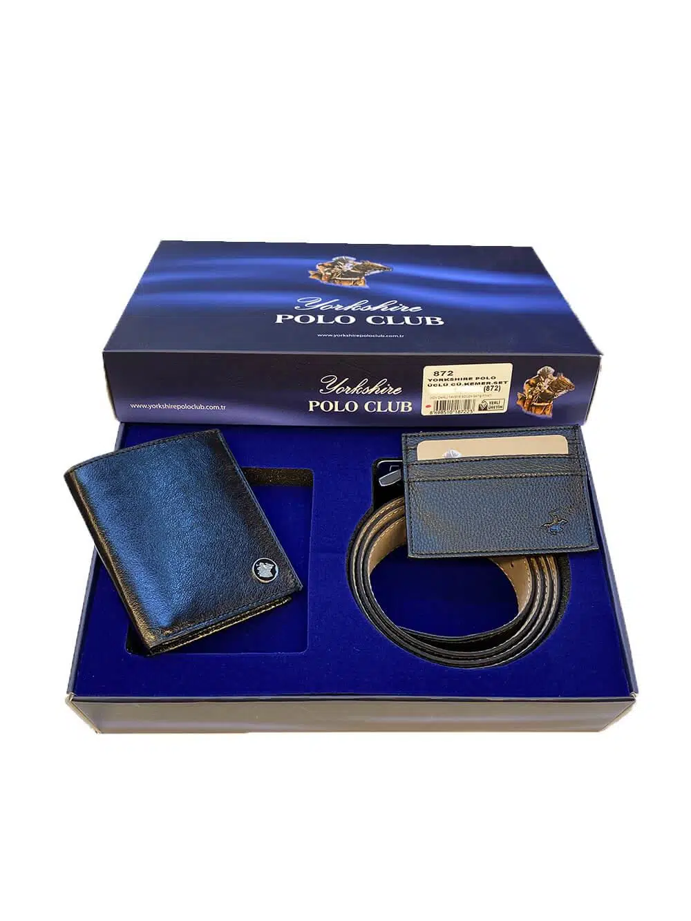 Polo Club 3'lü Erkek Cüzdan Kemer Kartvizitlik Çeyizlik Set - SİYAH