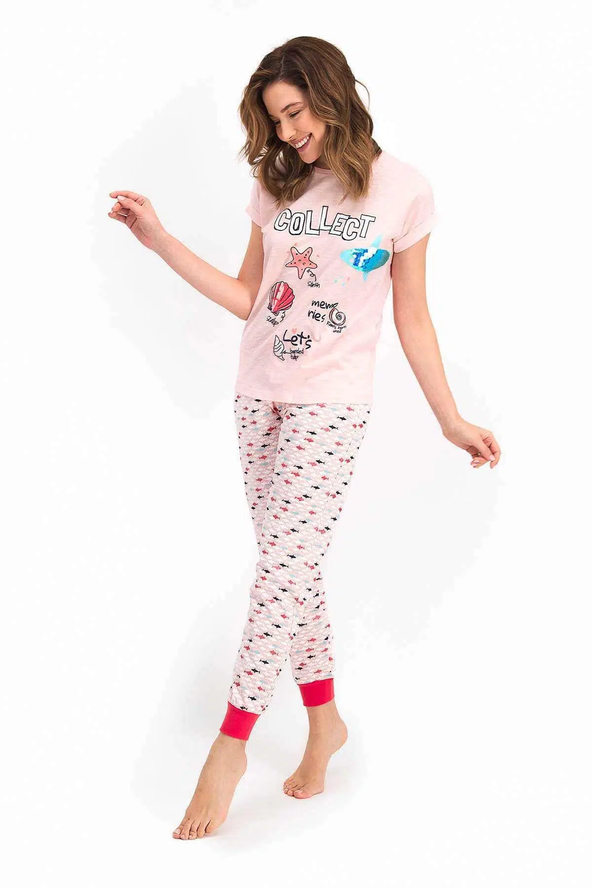 Roly Poly 2460 Kadın Collect Somon Kısa Kol Pijama Takımı - SOMON