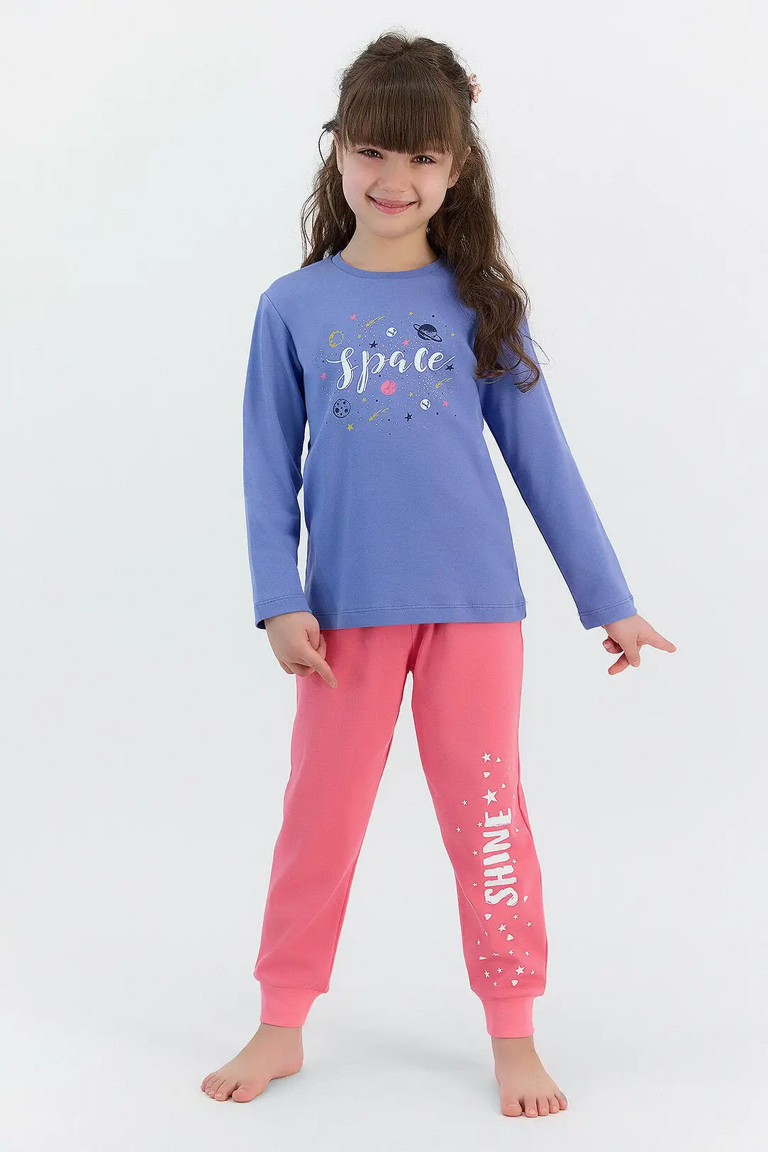 Roly Poly 2565 Space Kız Çocuk Pijama Takımı - İNDİGO