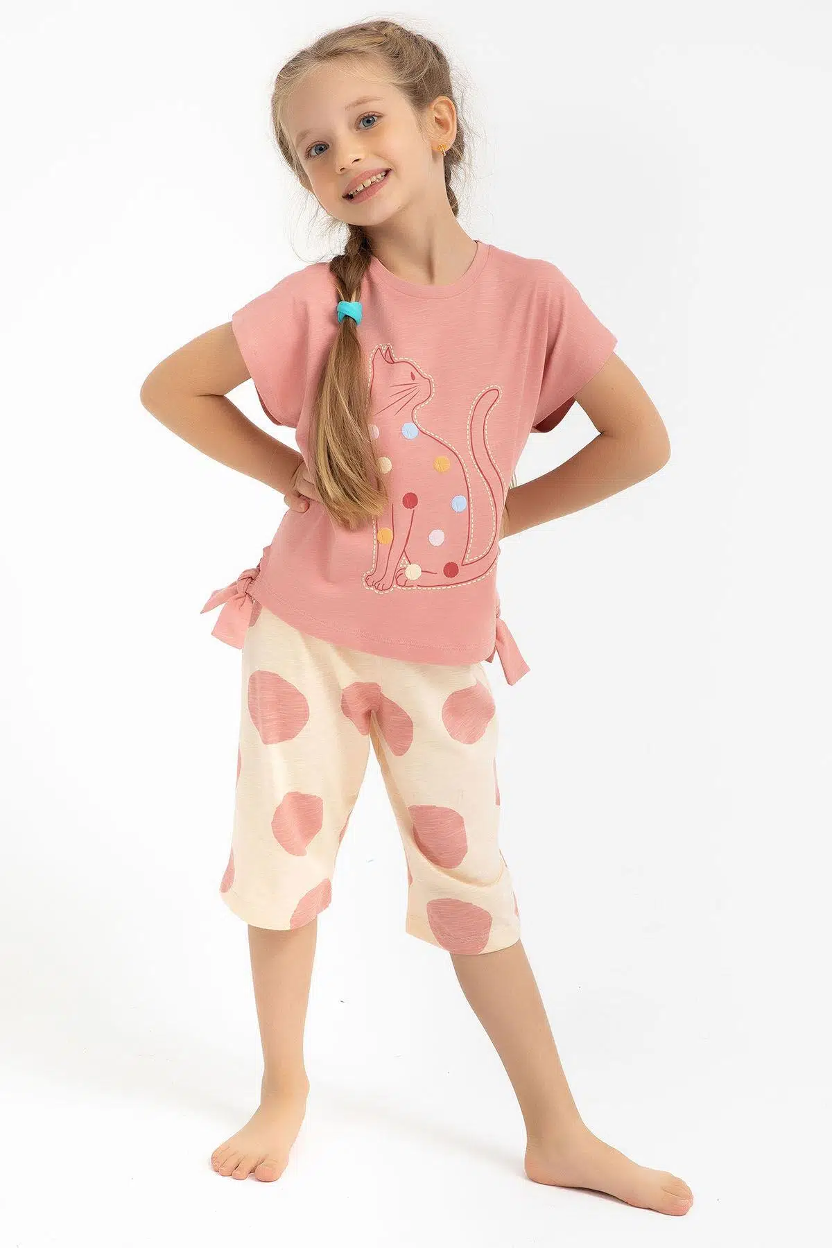 Roly Poly 2791 Garson Cat Fil Dişi Kız Çocuk Kapri Takım - ŞEFTALİ