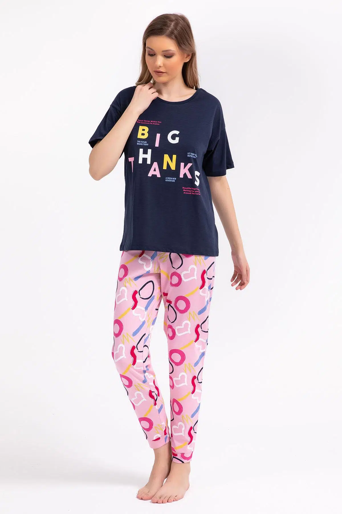 Roly Poly 2800 Big Thanks Lacivert Kadın Pijama Takımı - LACİVERT