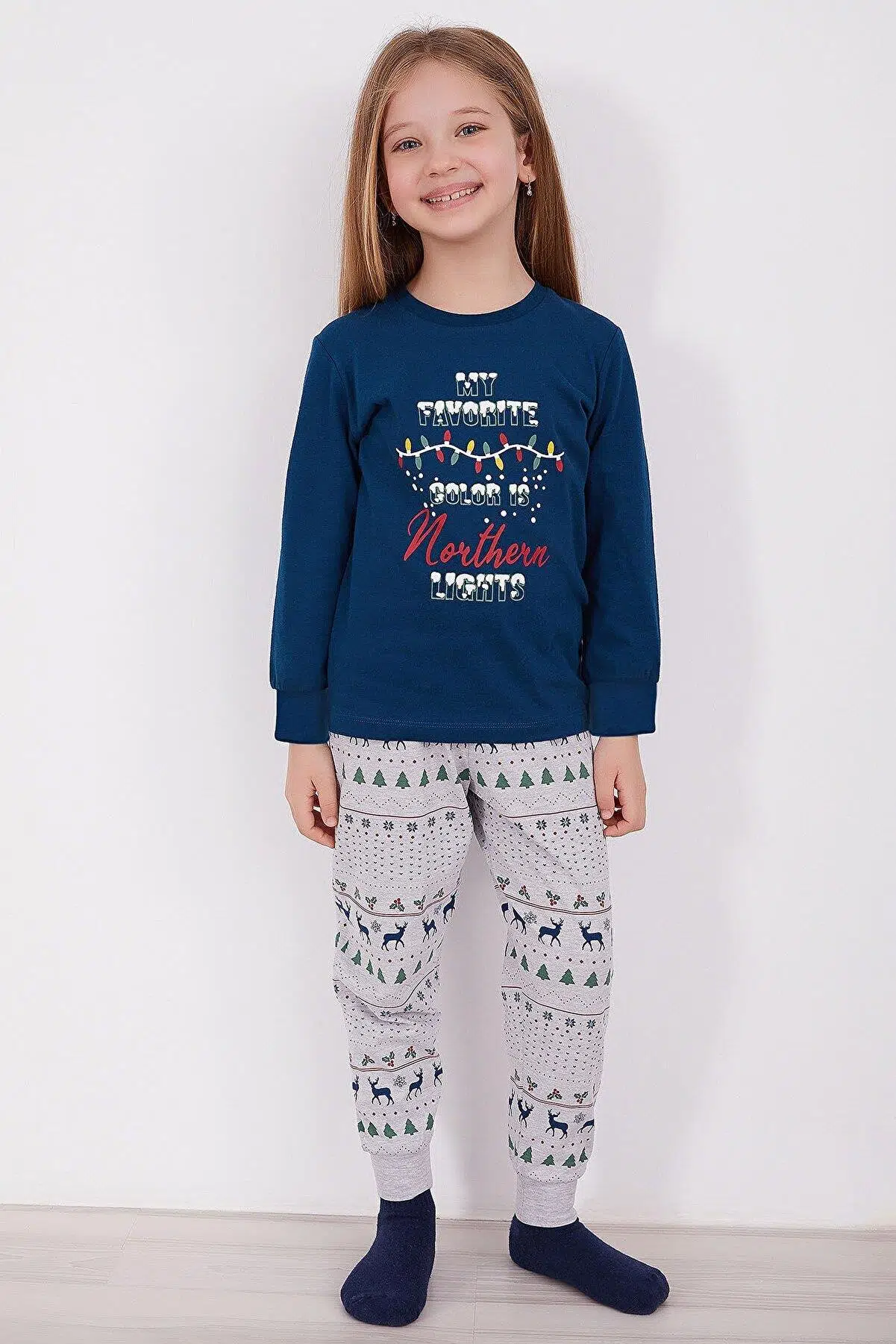 Roly Poly 2917 My Favorite Color Is Northern Nights Lacivert Kız Çocuk Uzun Kol Pijama Takım - MAVİ