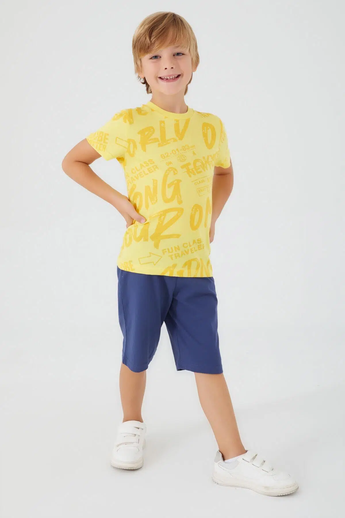 Roly Poly 3027 Fun Class Traveler Erkek Çocuk Bermuda Takım - MAVİ