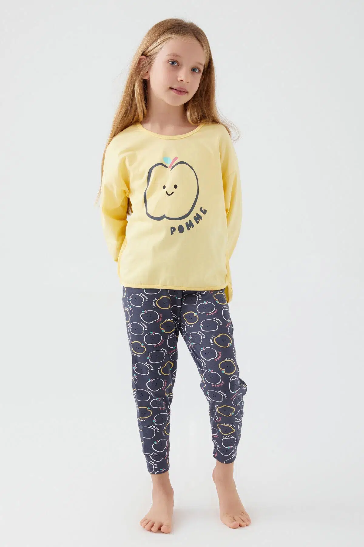 Roly Poly 3063 Pomme Apple Kız Çocuk Uzun Kol Pijama Takım - SARI