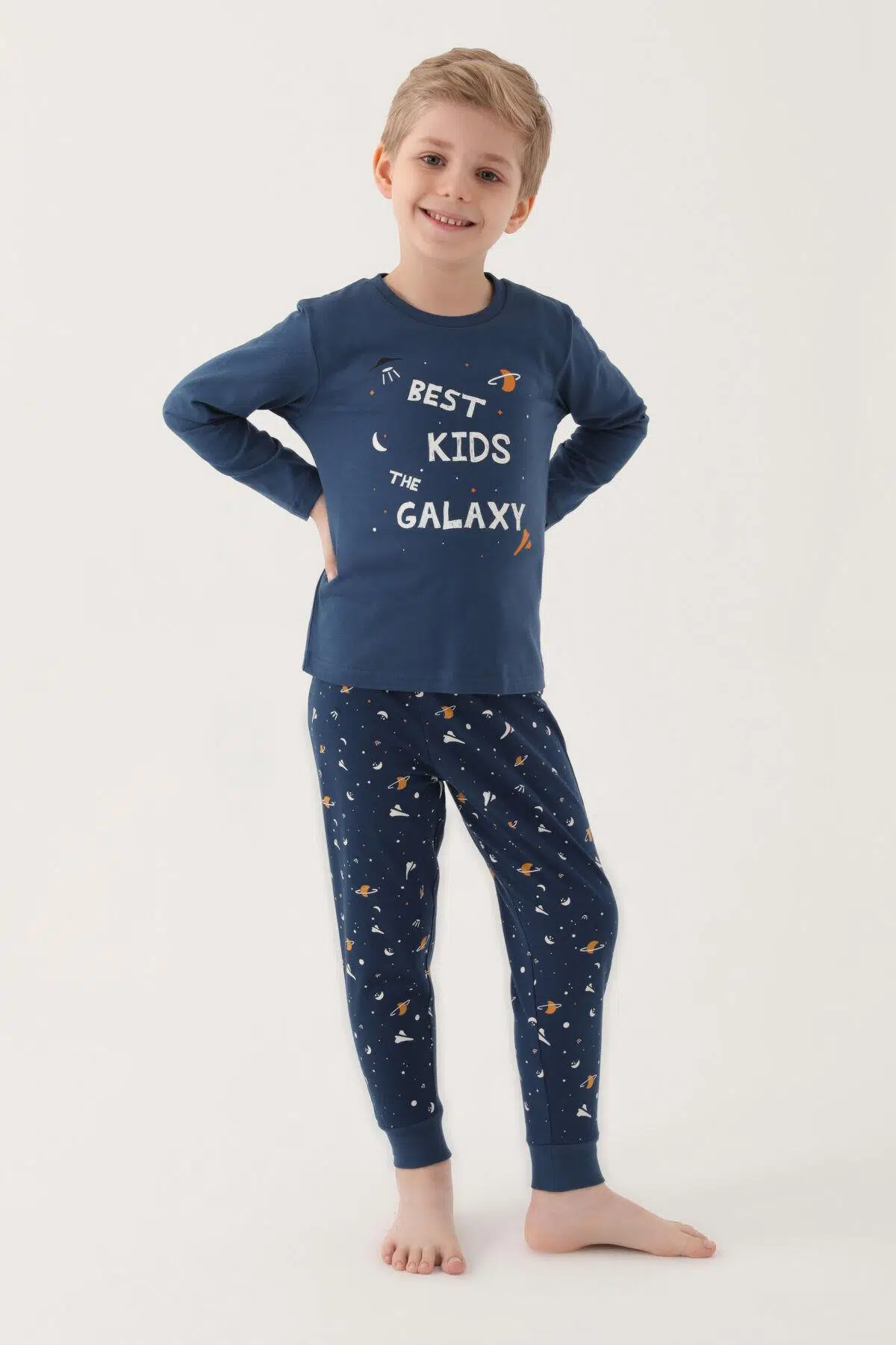 Roly Poly 3177 Garson Best Kids The Galaxy Erkek Çocuk Uzun Kol Pijama Takım - İNDİGO