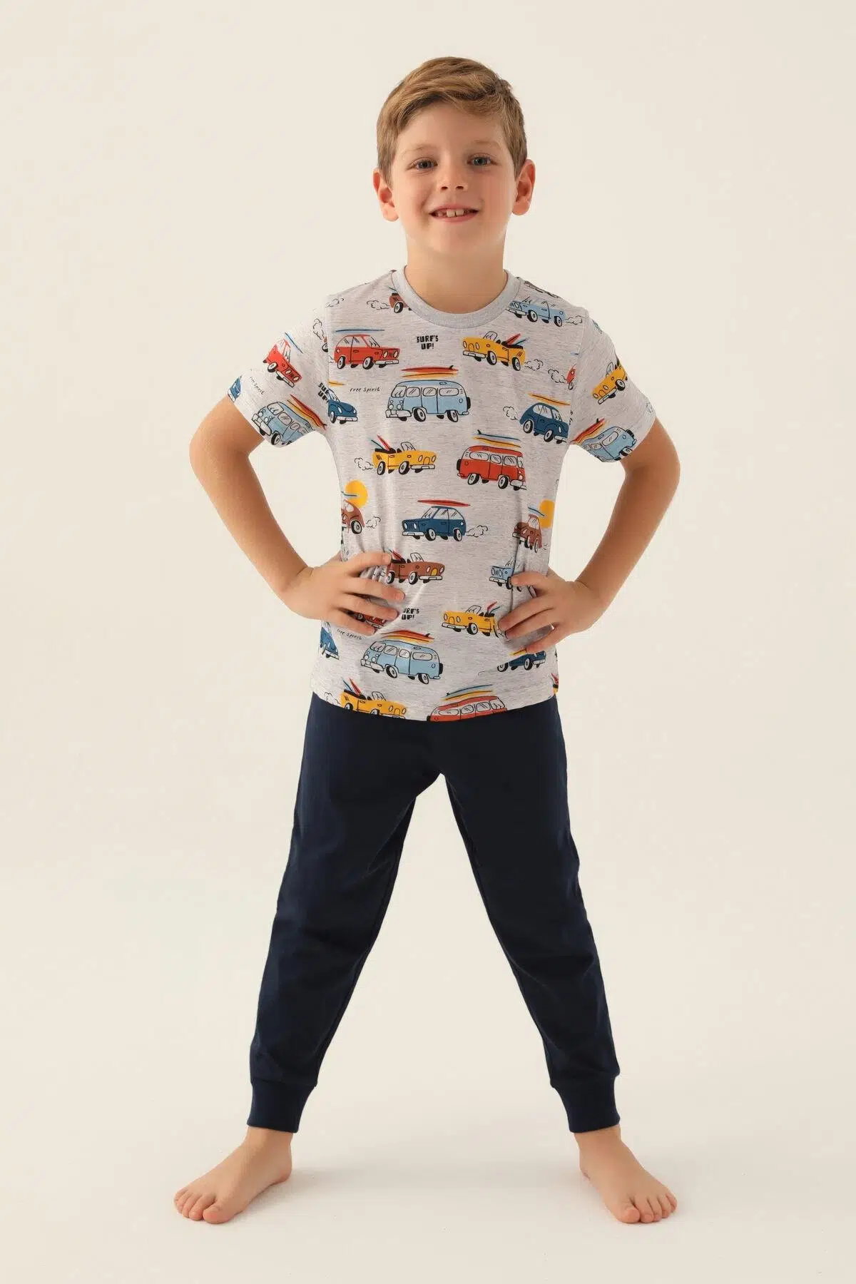 Roly Poly 3358 Surf's Up Erkek Çocuk Pijama Takımı - KREM