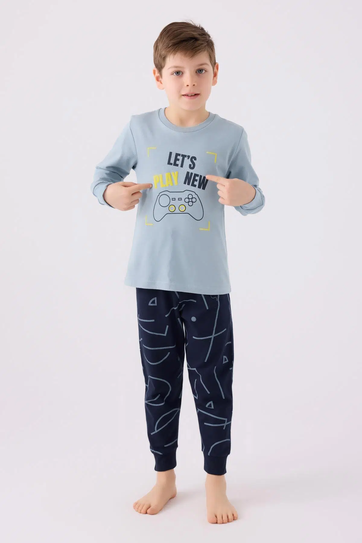 Roly Poly 3379 Lets Play New Erkek Çocuk Soft Yeşili Uzun Kol Pijama Takım - SOFT YEŞİLİ